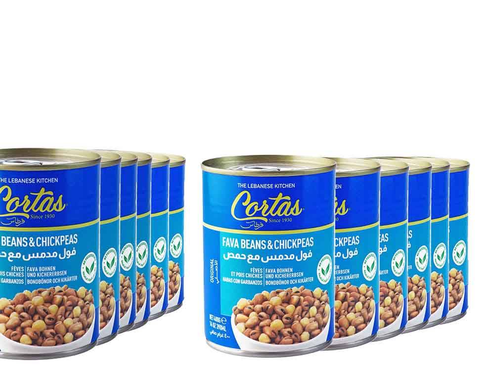 CORTAS Fava Beans and Chick Peas - 14 Oz - 12 Cans
