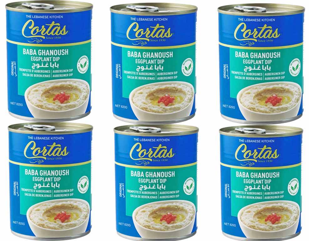 CORTAS Baba Ghanouj -  Grilled Eggplant Dip - 6 Cans - 29 OZ