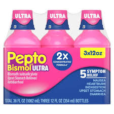 Pepto Bismol Ultra, 5 Symptom Digestive Relief Liquid, 36 Ounces - 3 Bottles