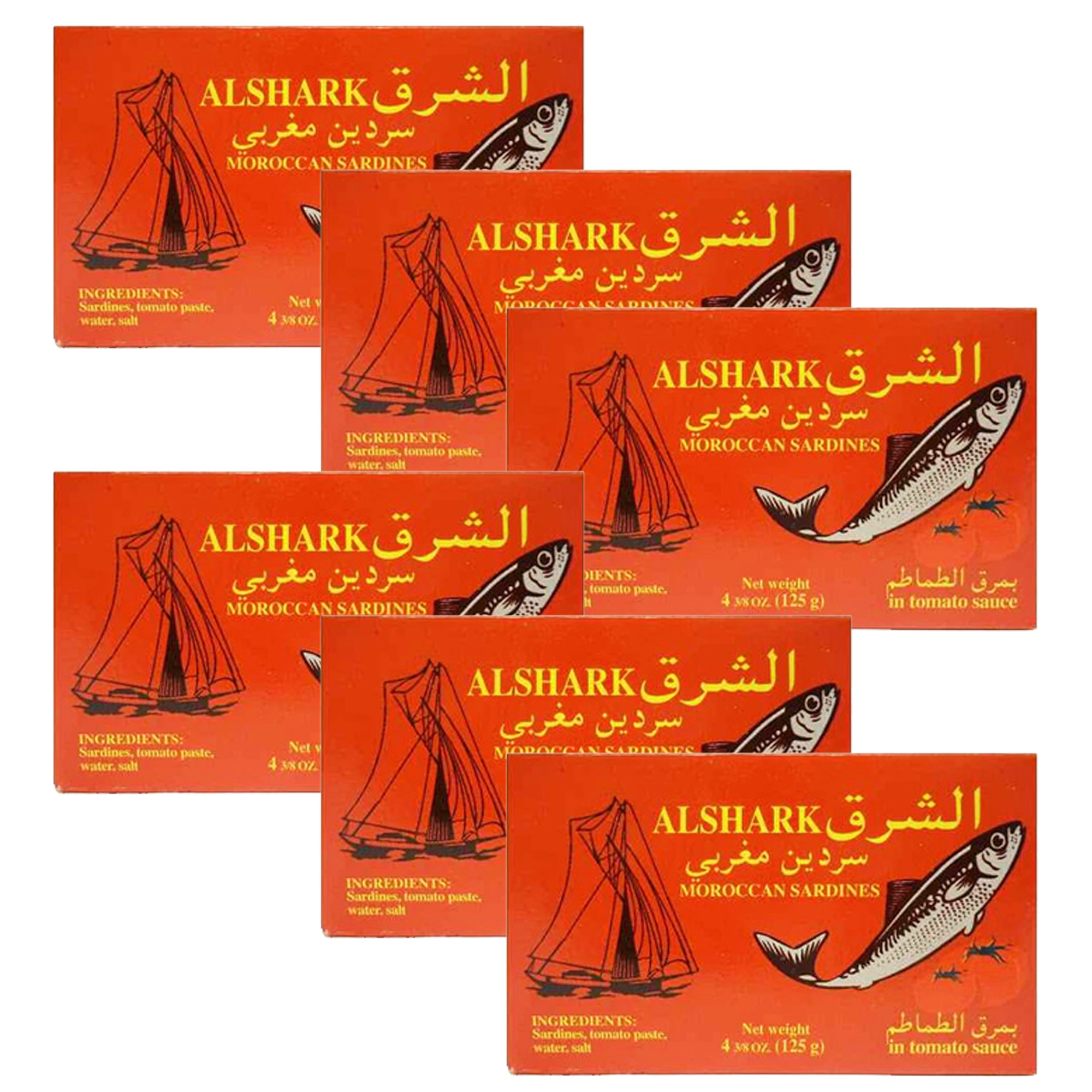 ALSHARK - MOROCCAN SARDINES W/TOMATOES-125G. X 6