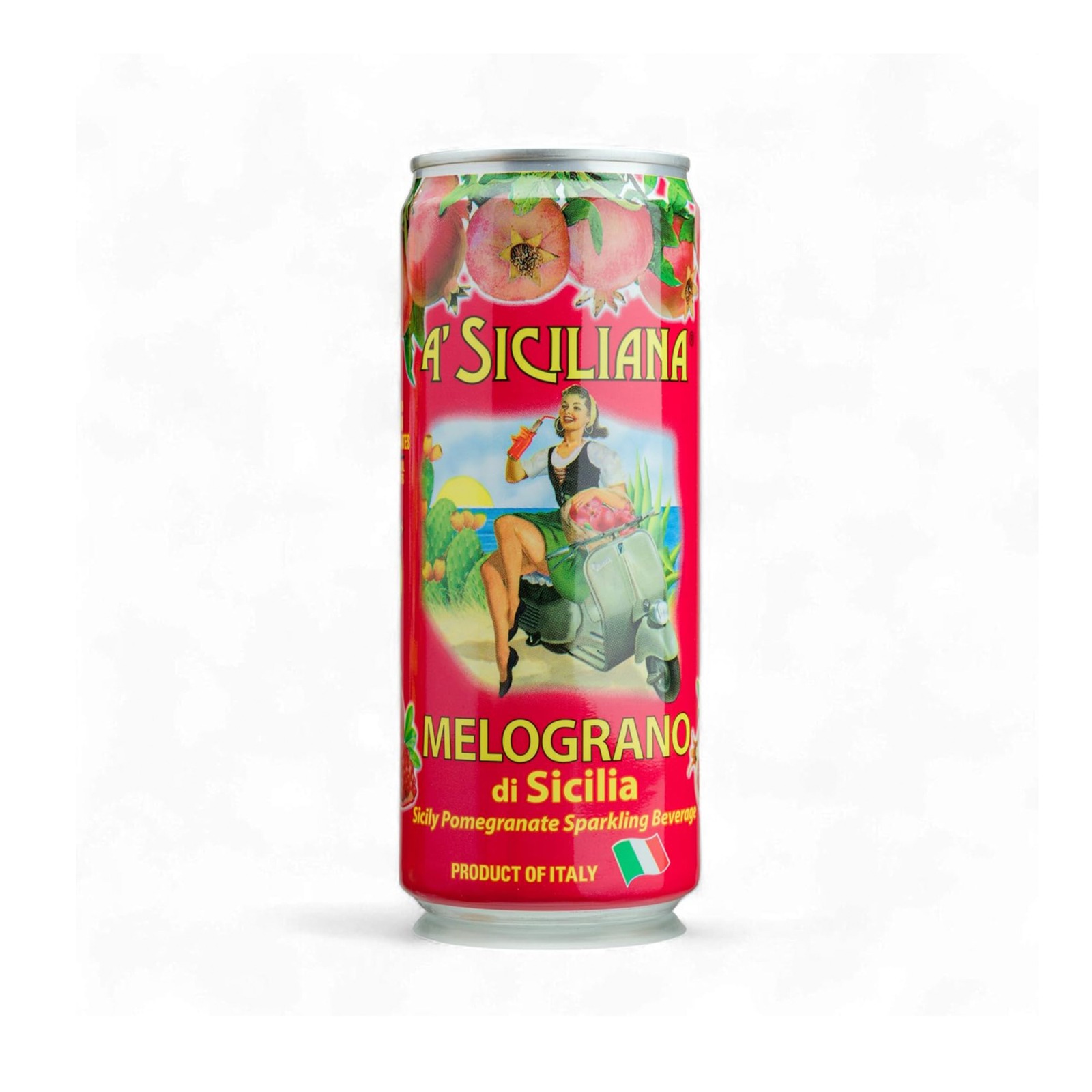 A' Siciliana Sicilian Sparkling Beverage - Refreshing and Delicious Italian Soda made with Sicilian Pomegranate - Authentic Imported Italian Beverage - Melograno Soda 11.15 FL Oz Can