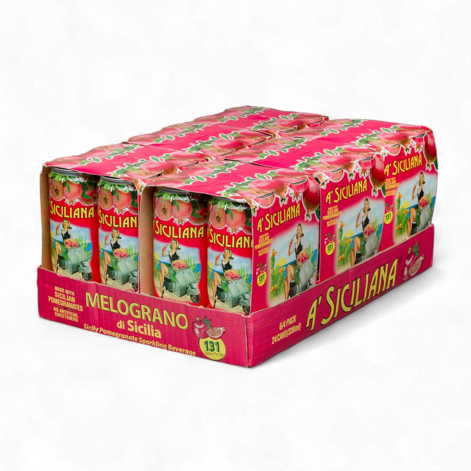 A' Siciliana Sicilian Sparkling Beverage - Refreshing and Delicious Italian Soda made with Sicilian Pomegranate 24 Pack of 11.15 fl oz Cans