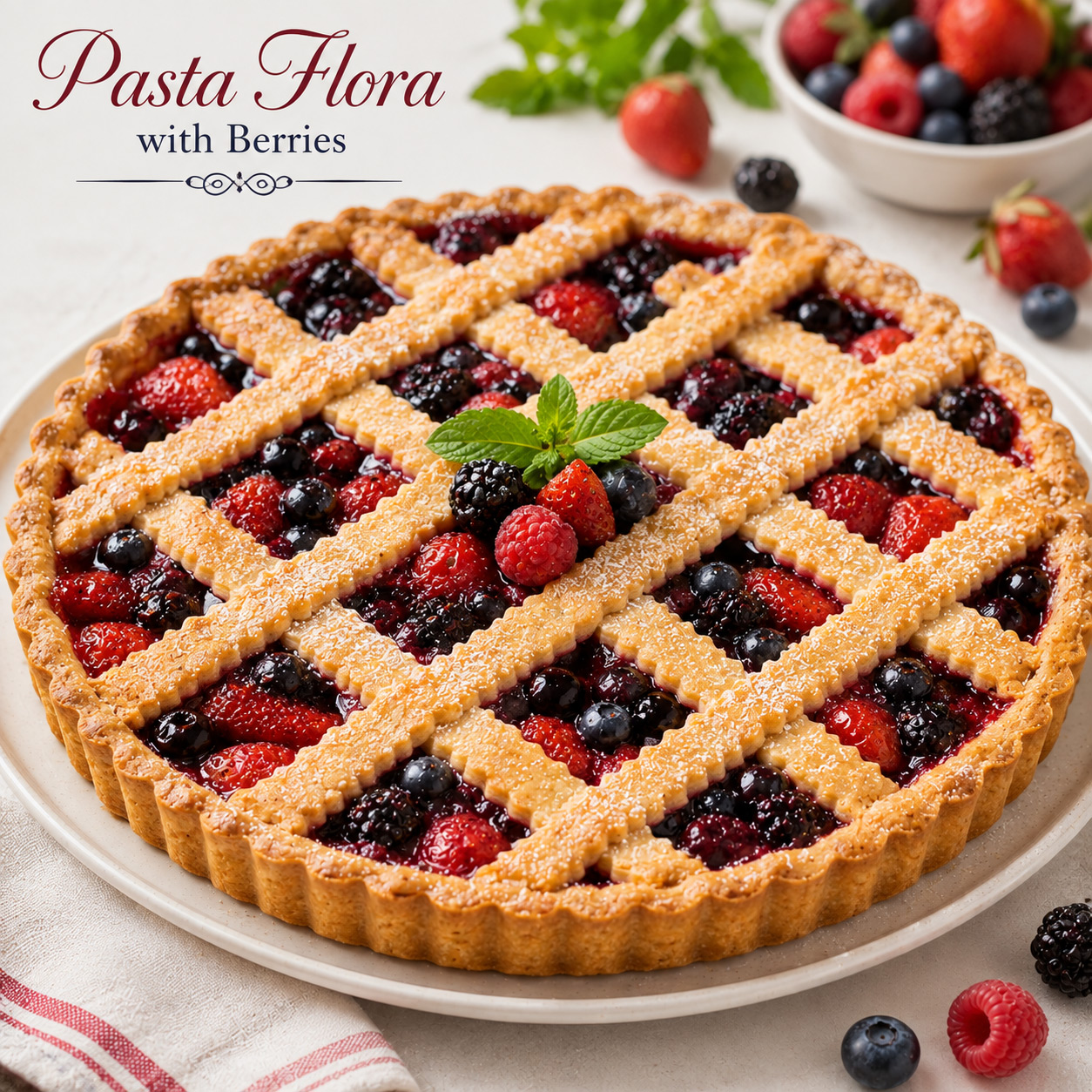 Pasta flora with berries