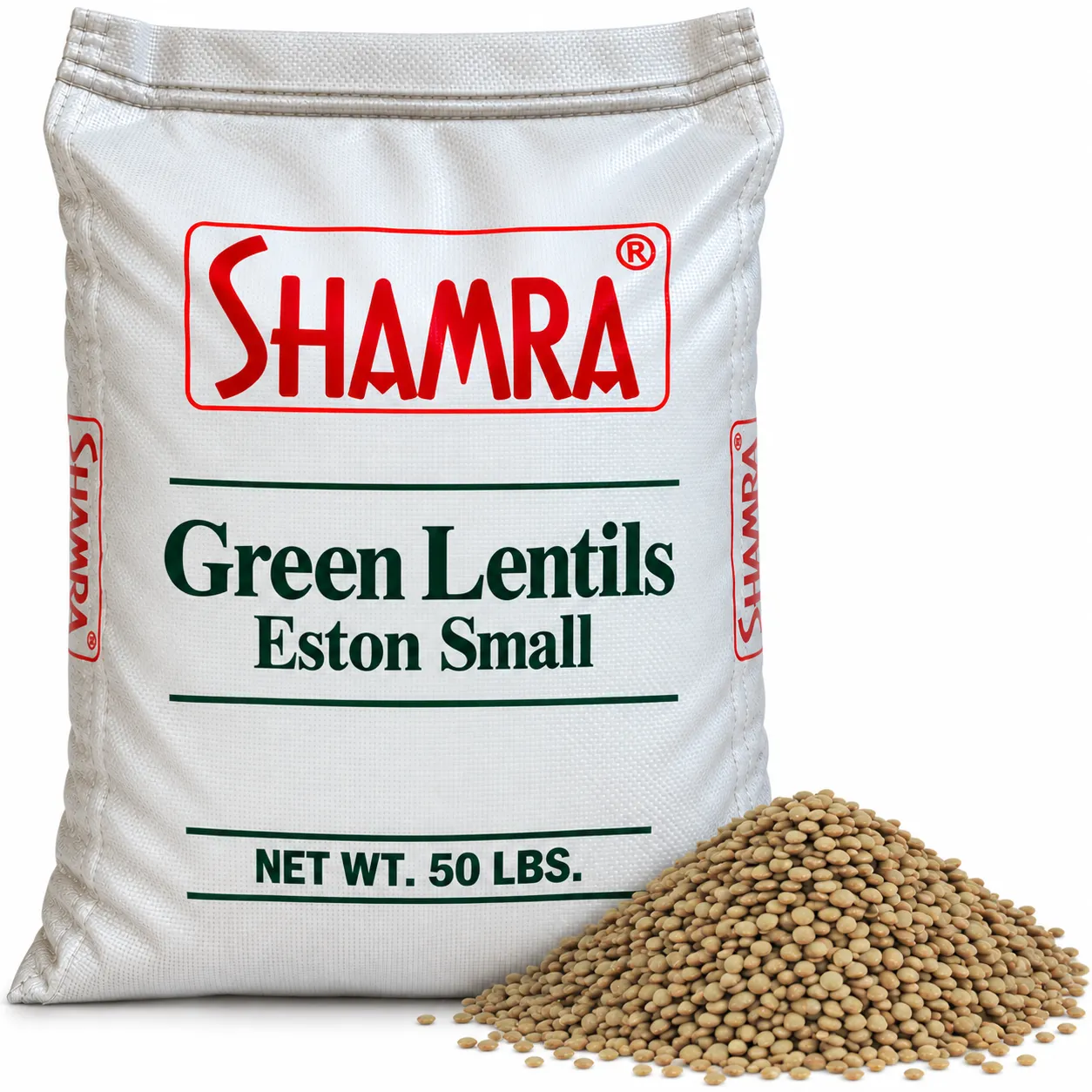 Shamra Green Lentils Eston Small, 50 Lbs.