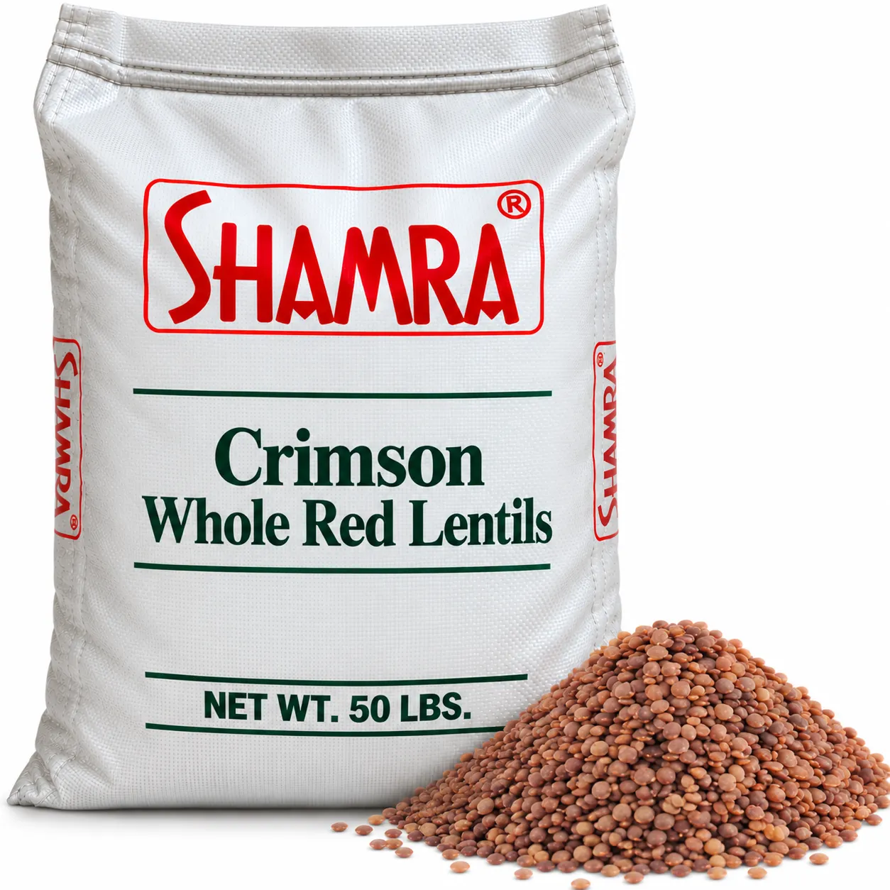 SHAMRA Crimson Whole Red Lentils, 50 Lbs.