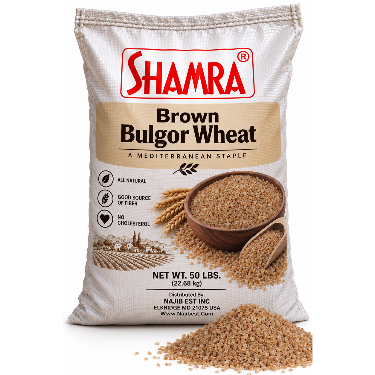 Shamra Brown Bulgur Wheat 50 lb.