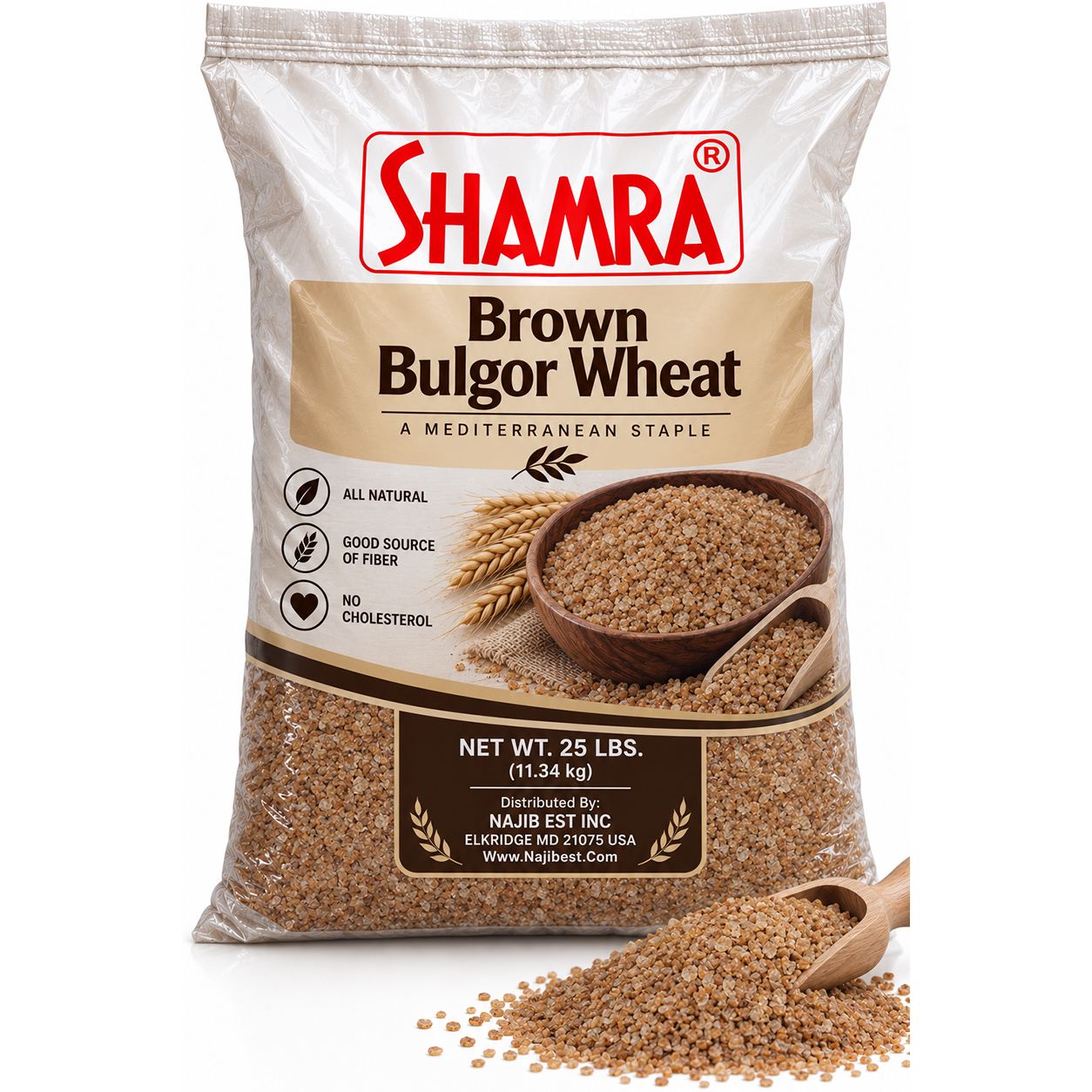 Shamra Brown Bulgur Wheat 25 lb.