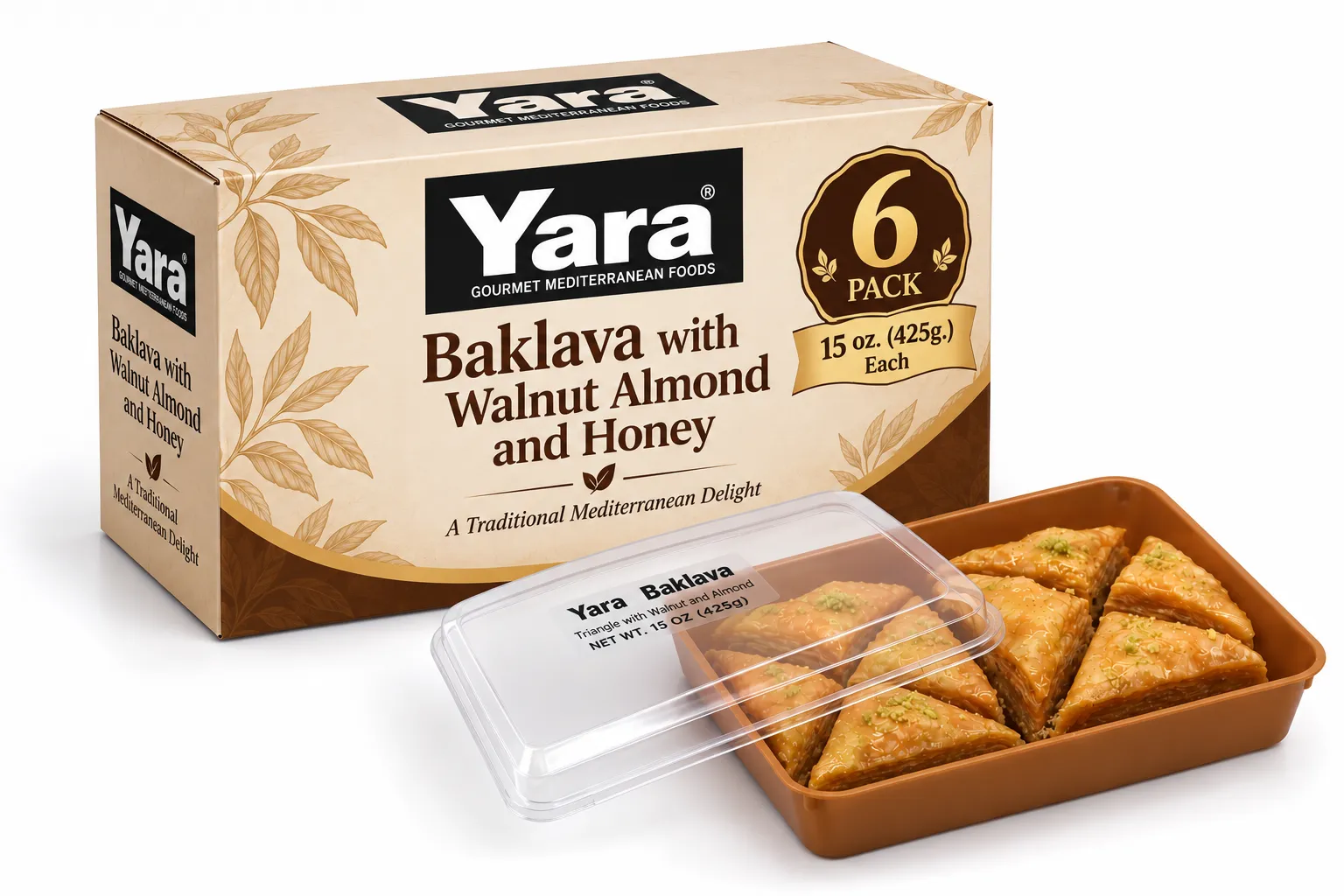 YARA Baklava with Walnut Almond and Honey, Pack of 6