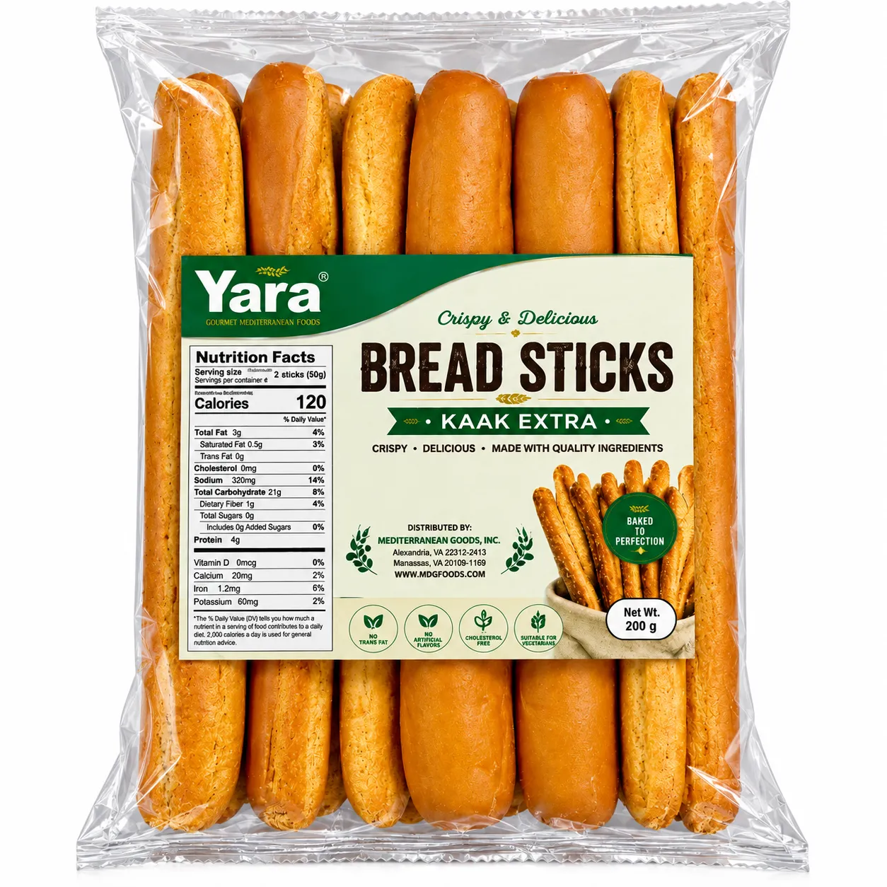 Yara  Plain Sesame Bread Sticks, 200g.