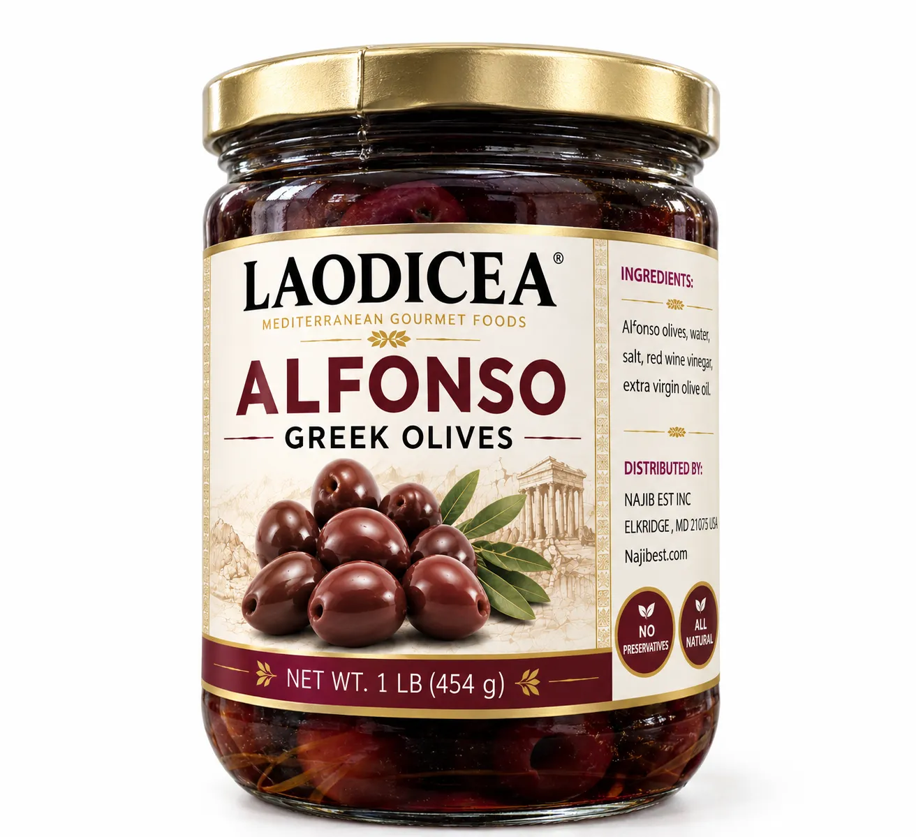 Laodicea Alfonso Olives, 1 Lbs. (454g.)