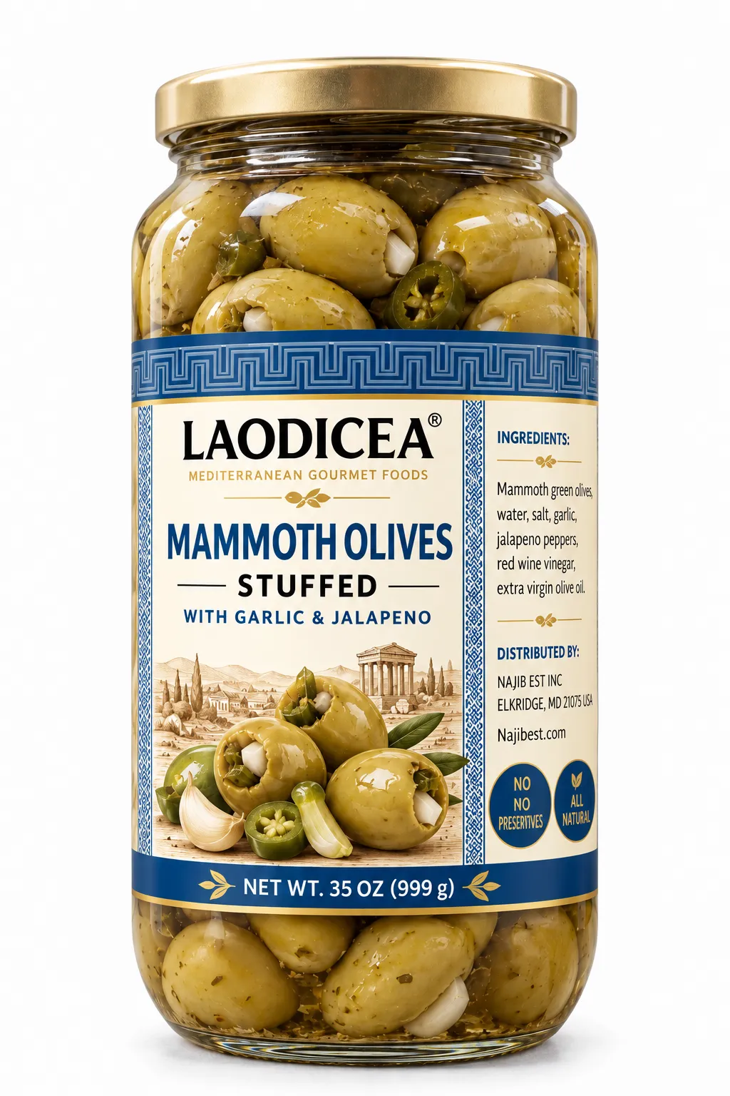 Laodicea Mammoth Olives, 35oz.