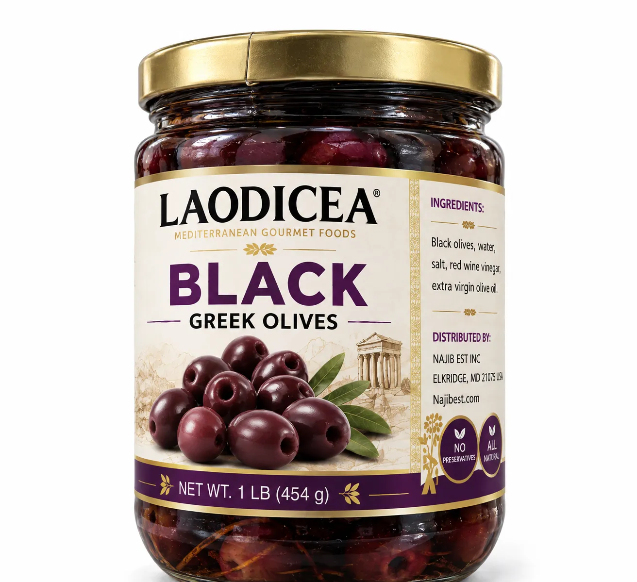 Laodicea BLACK GREEK Olive, 1 Lbs. (454g.)