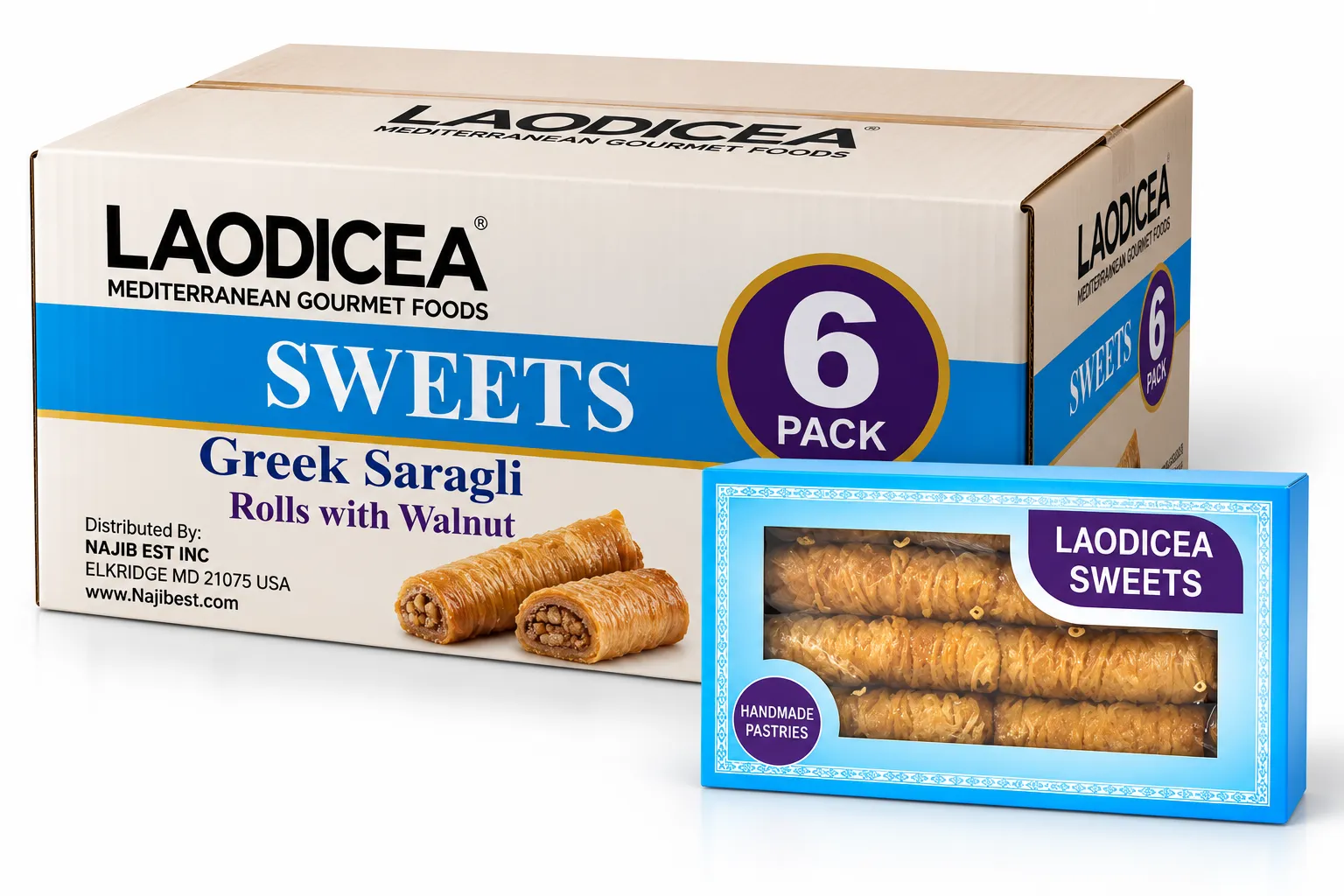Laodicea Greek Saragli, Rolls with Walnutو PACK OF 6
