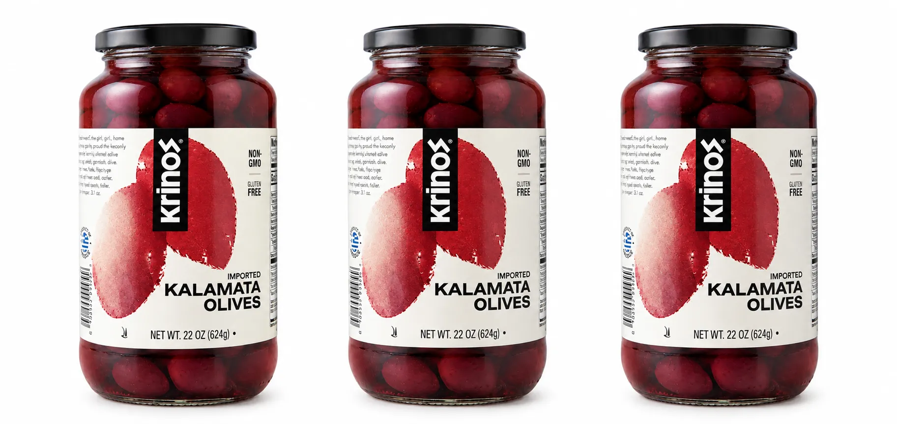 KRINOS Kalamta Olives - 22 oz - 3 Pcs