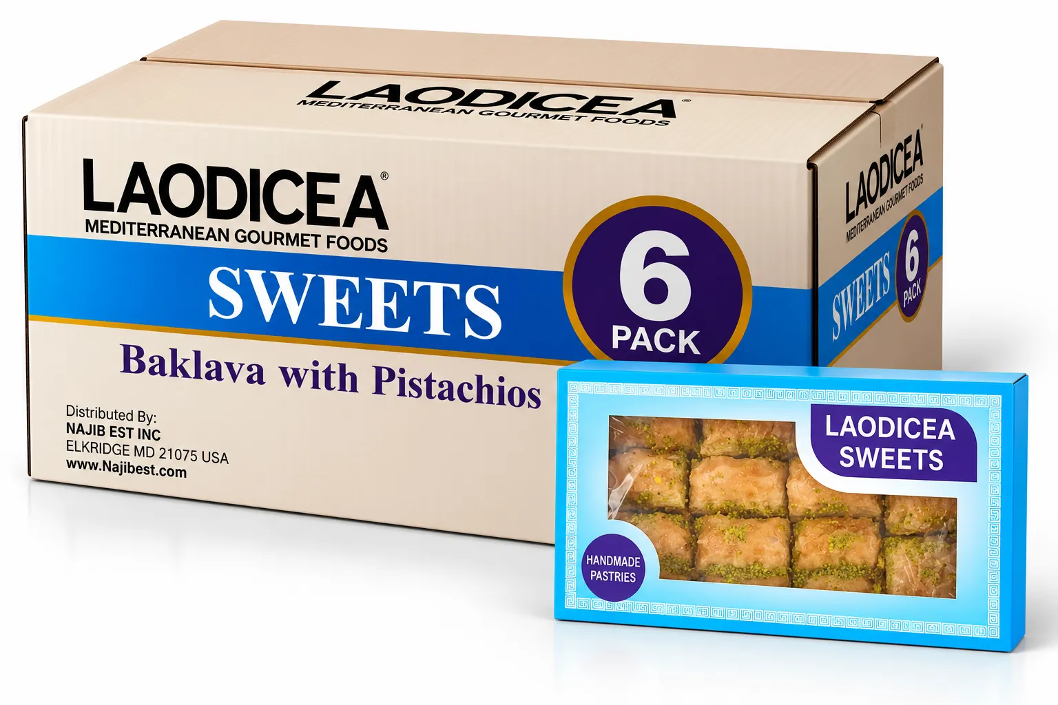 Laodicea Baklava with Pistachios, PACK OF 6