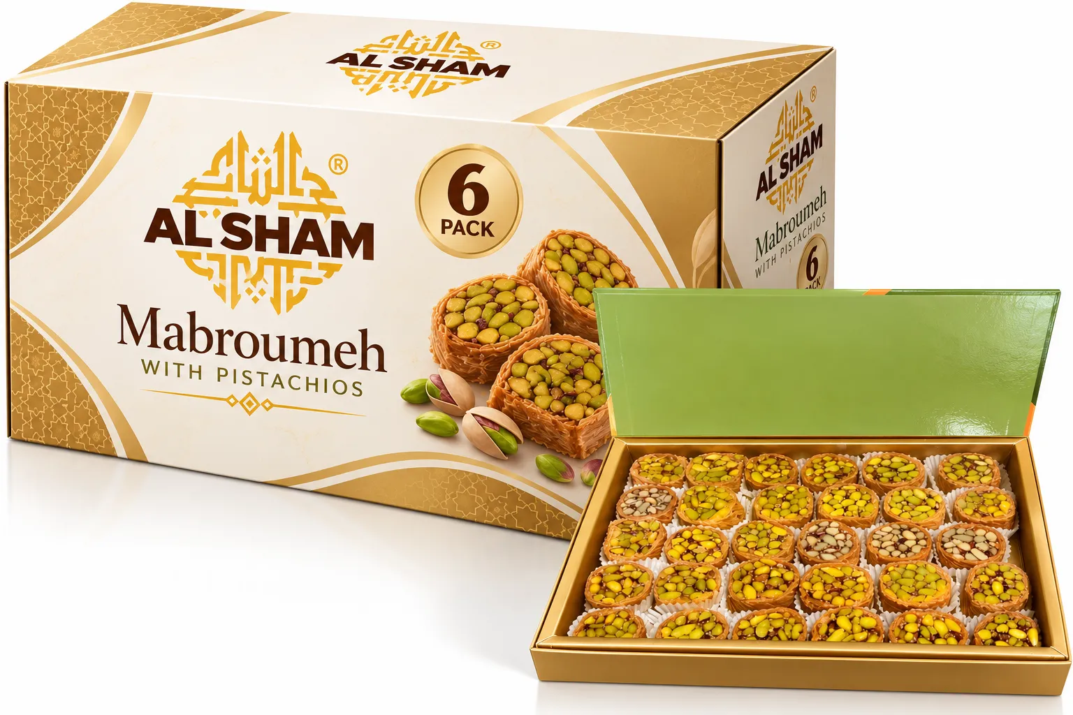 AL SHAM Mabroumeh with Pistachio, PACK OF 6