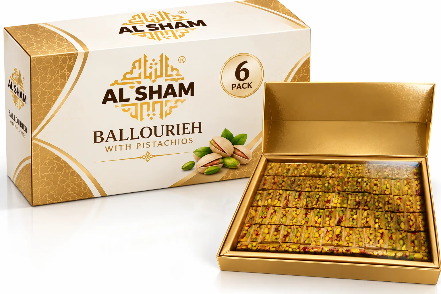 AL SHAM Ballourieh with Pistachio, PACK OF 6