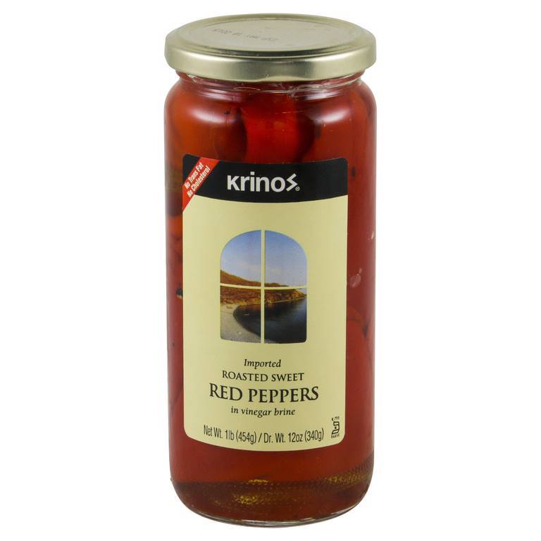 KRINOS Roasted Sweet Red Peppers in Vinegar Brine