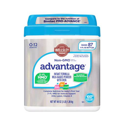 Wellsley Farms Non-GMO Advantage Infant Formula. Milk Based Powder with Iron
